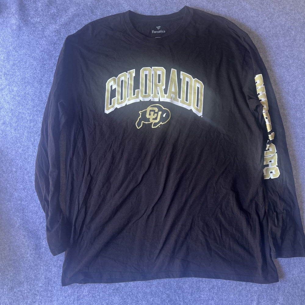 Fanatics Colorado Buffaloes Long Sleeve Shirt‎ 2XL Black NCAA Graphic Tee